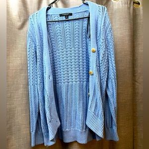 Marc New York, M, Light Blue, Knit Button-Up Cardigan